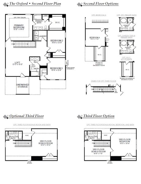 2D floor plan layout for the Oxford by Eastwood Homes in Oakley Pointe, Moncks Corner, SC (Image 4).