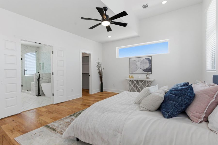 Private third-floor primary retreat offering peace and separation, designed for ultimate comfort and relaxation.