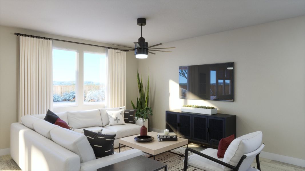 Furnished interior view inside a new home in Freedom at Anthem, Kyle (Image 4). Furnished interior view inside a new home in Freedom at Anthem, Kyle (Image 4).