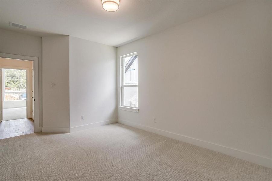 Spare room featuring a healthy amount of sunlight and light carpet