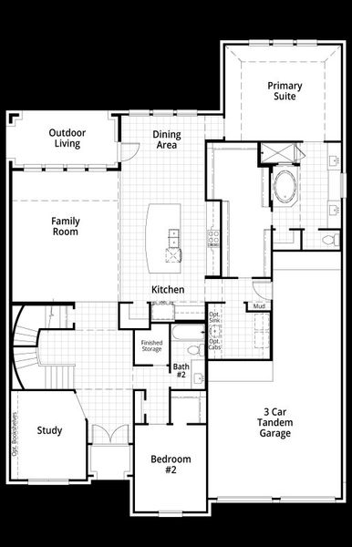 2D floor plan layout of this home in Mayfair, New Braunfels, TX (Image 3).