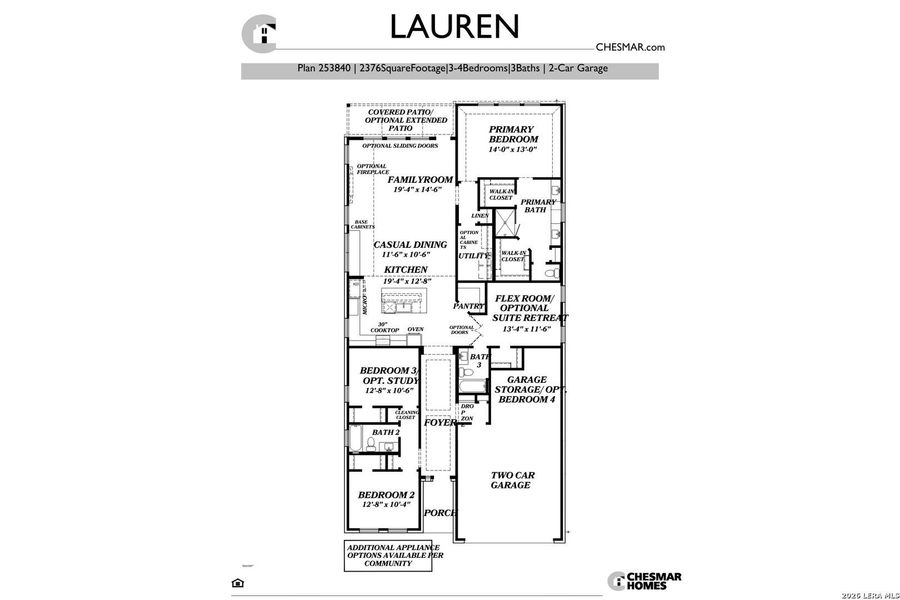 2D floor plan layout of this home in Stillwater Ranch, San Antonio, TX (Image 4).
