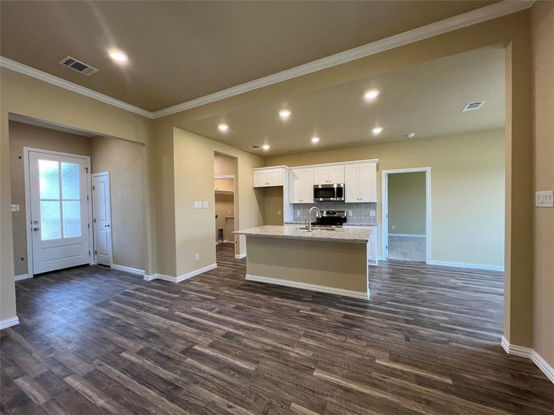 Living, Front Entry, Kitchen view