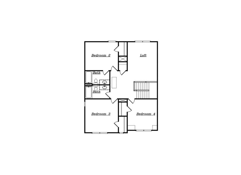 2D floor plan layout for the (GA) Brooks A 3 Side Entry by Reliant Homes in Youth Jersey Rd, Covington, GA (Image 3).