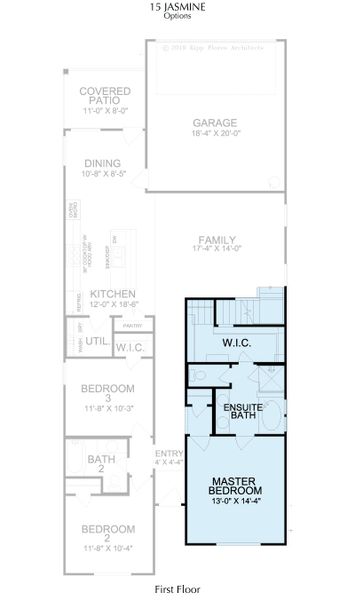 2D floor plan layout for the The Jasmine - 45' Lots by Landon Homes in Lake Park, Rowlett, TX (Image 35).