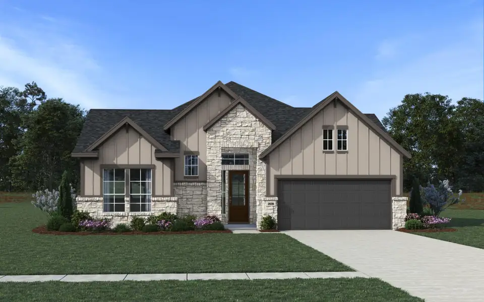 Representative exterior photo of a completed home built from the Corbin by Chesmar Homes in Briarley, Montgomery, TX (Image 5).