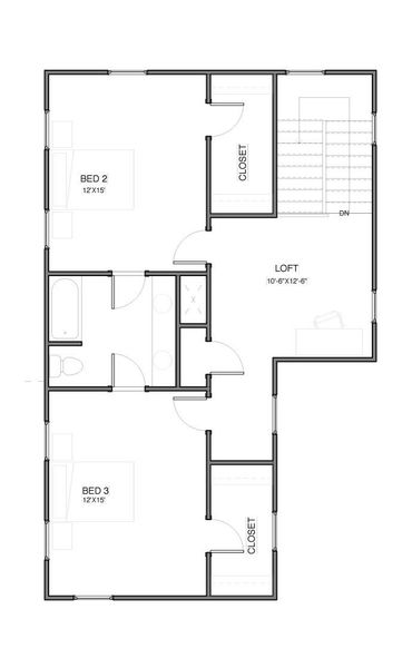 2D floor plan layout for the Culina II by New Leaf Builders in The Domus Collection at Midtown Nexton, Summerville, SC (Image 4).
