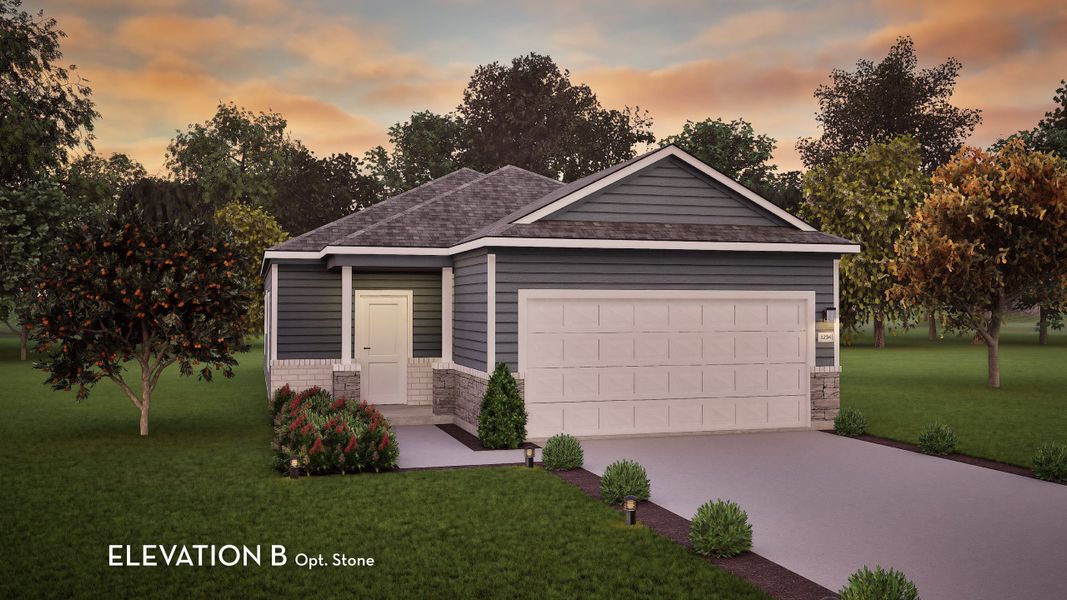 Representative exterior photo of a completed home built from the Pine II by CastleRock Communities in The Canopies, Splendora, TX (Image 2).