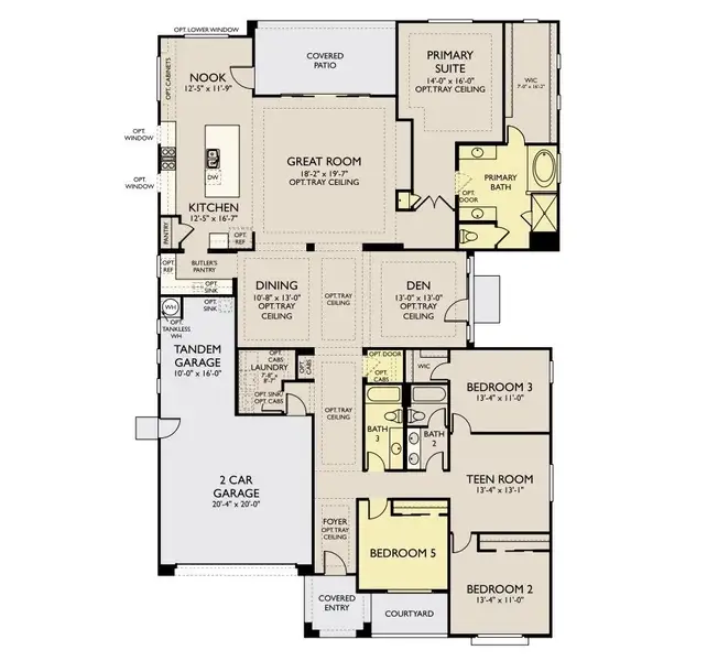 2D floor plan layout of this home in Madera, Queen Creek, AZ (Image 2). 2D floor plan layout of this home in Madera, Queen Creek, AZ (Image 2).