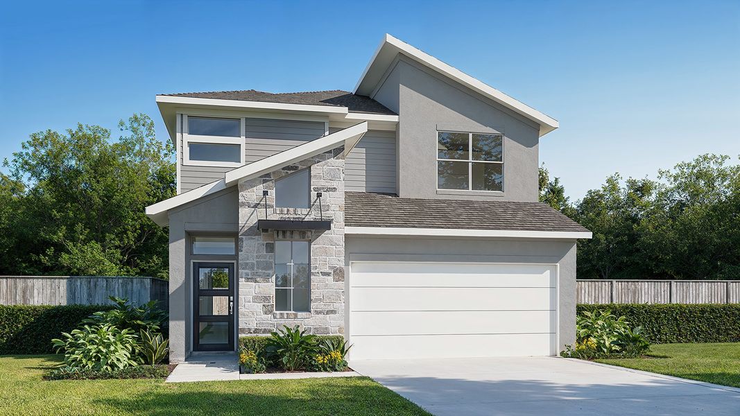 Representative exterior photo of a completed home built from the 2408E by Perry Homes in The Parklands, Santa Clara, TX (Image 3).