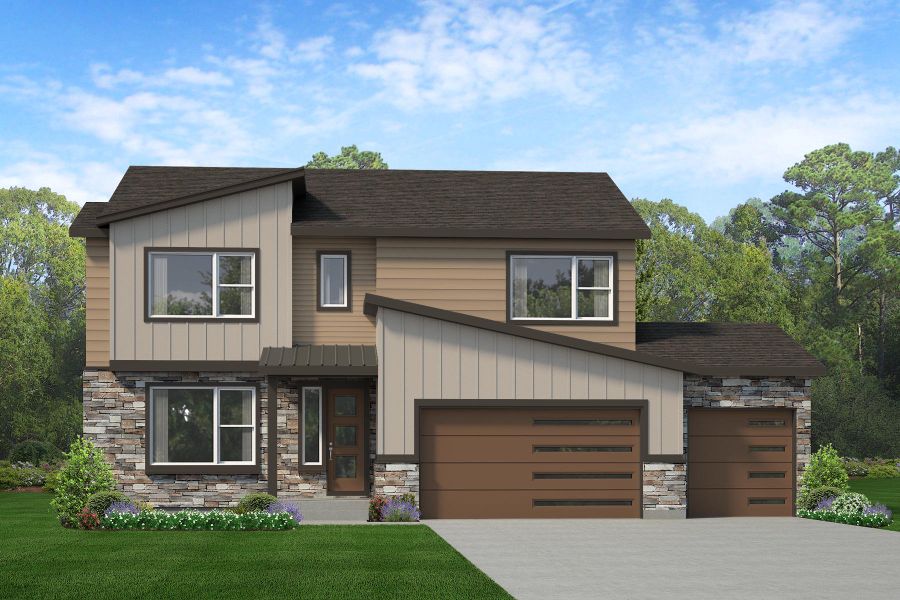 Representative exterior photo of a completed home built from the Gunnison by Risewell Homes in Cherry Meadows, Brighton, CO (Image 12).
