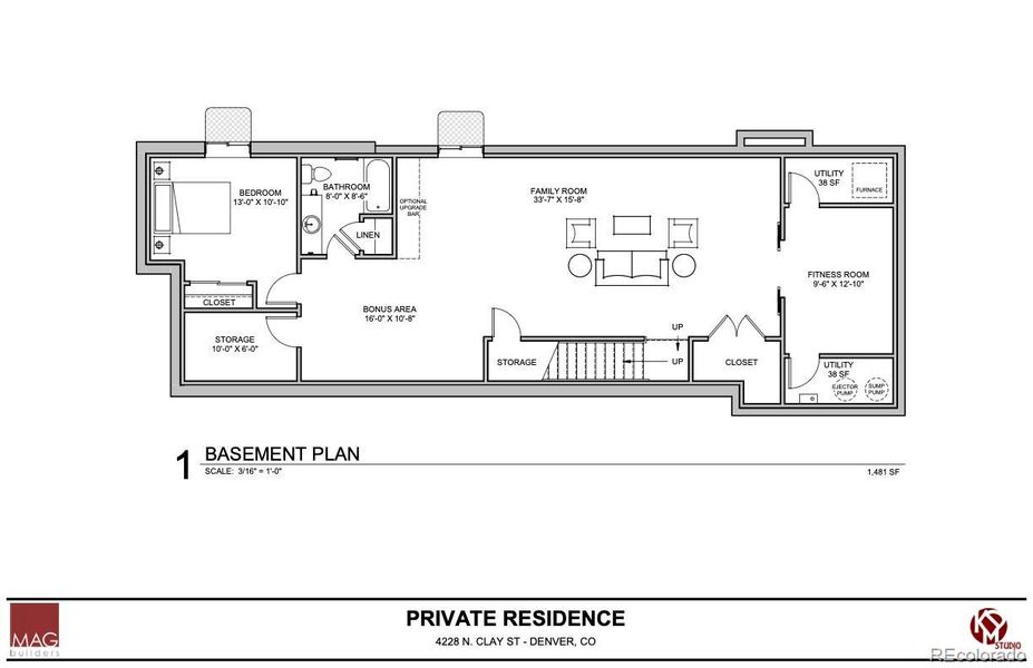 2D floor plan layout of this home in , Denver, CO (Image 3).