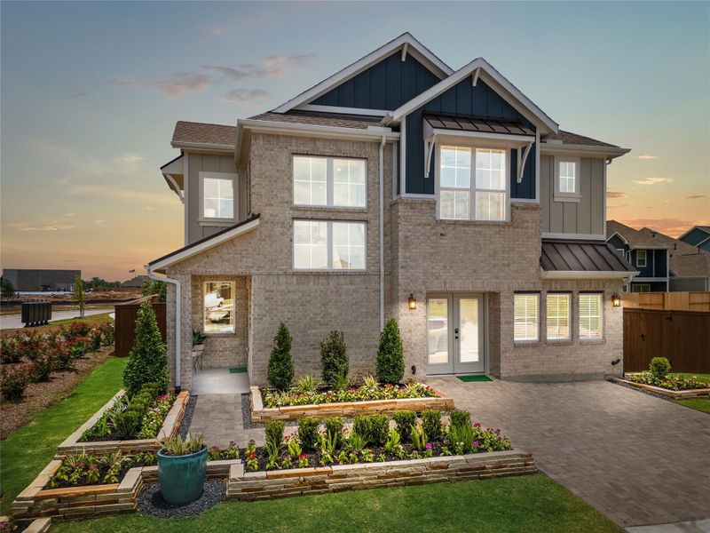 Front exterior of a new home in Elyson, Katy, TX, highlighting curb appeal (Image 1). Front exterior of a new home in Elyson, Katy, TX, highlighting curb appeal (Image 1).