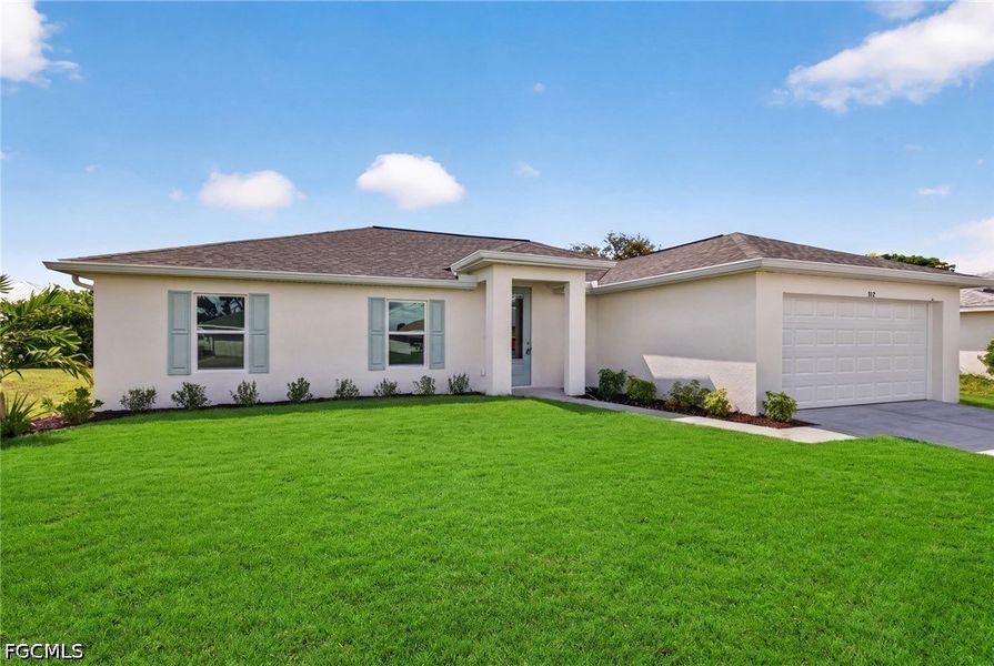 Front exterior of a new home in Cape Coral, Cape Coral, FL, highlighting curb appeal (Image 2). Front exterior of a new home in Cape Coral, Cape Coral, FL, highlighting curb appeal (Image 2).