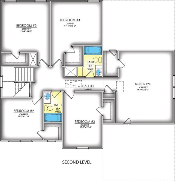 2D floor plan layout for the Sonoma II by Great Southern Homes in Edwards Ridge, Central, SC (Image 26).