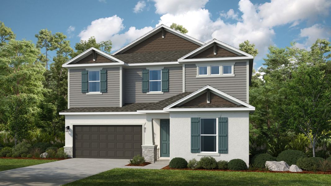 Representative exterior photo of a completed home built from the Seaside by Taylor Morrison in Sunbridge, Orlando, FL (Image 2). Representative exterior photo of a completed home built from the Seaside by Taylor Morrison in Sunbridge, Orlando, FL (Image 2).