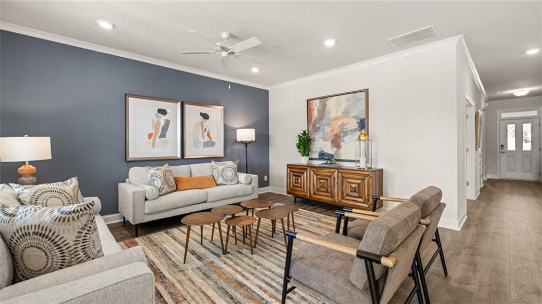 Furnished interior view inside a new home in Oak Ridge Meadows, Locust Grove (Image 16). Furnished interior view inside a new home in Oak Ridge Meadows, Locust Grove (Image 16).