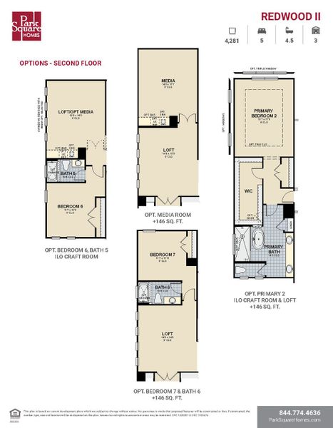 2D floor plan layout for the Redwood II by Park Square Residential in The Sanctuary at Seaire, Parrish, FL (Image 11).