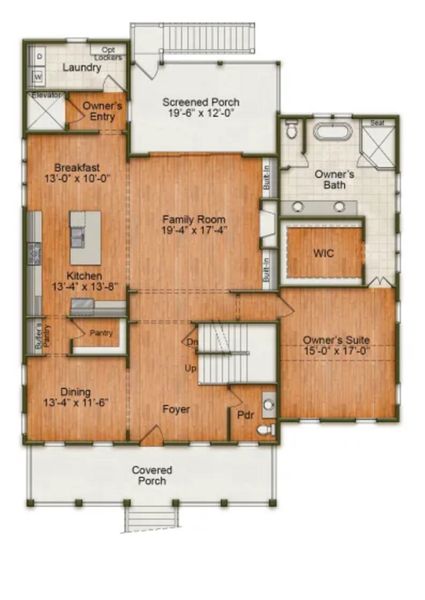 2D floor plan layout for the Georgetown by Homes by Dickerson in Charleston Proper, Charleston, SC (Image 3).