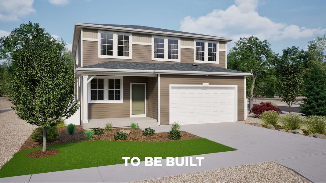 Front exterior of a new home in Banning Lewis Ranch - New Homes Colorado Springs, Colorado Springs, CO, highlighting curb appeal (Image 1). Front exterior of a new home in Banning Lewis Ranch - New Homes Colorado Springs, Colorado Springs, CO, highlighting curb appeal (Image 1).