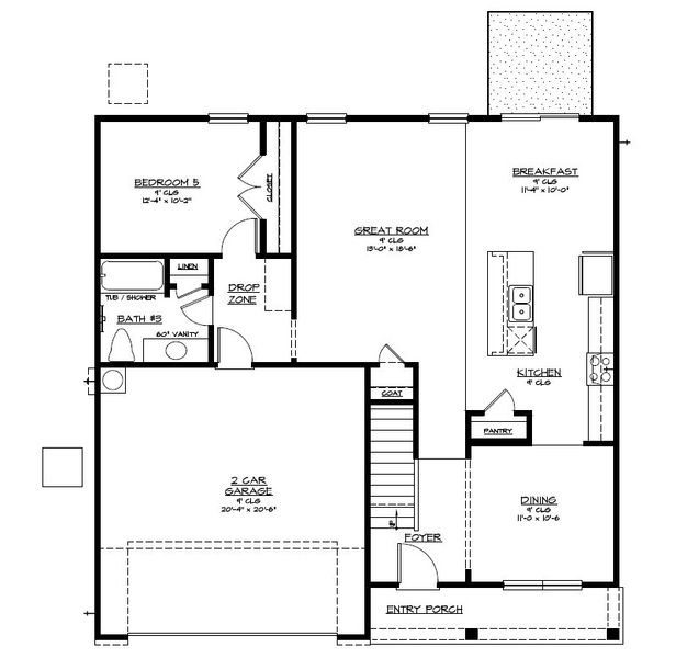 2D floor plan layout for the The Birch by Smith Family Homes in Savannah Highlands, Savannah, GA (Image 3). 2D floor plan layout for the The Birch by Smith Family Homes in Savannah Highlands, Savannah, GA (Image 3).