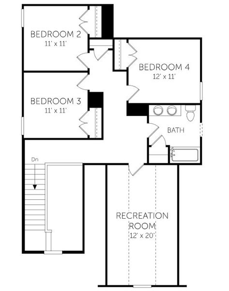 2D floor plan layout for the Baylor - Single Family Homes by Dream Finders Homes in Creekview Landing, Shallotte, NC (Image 4).