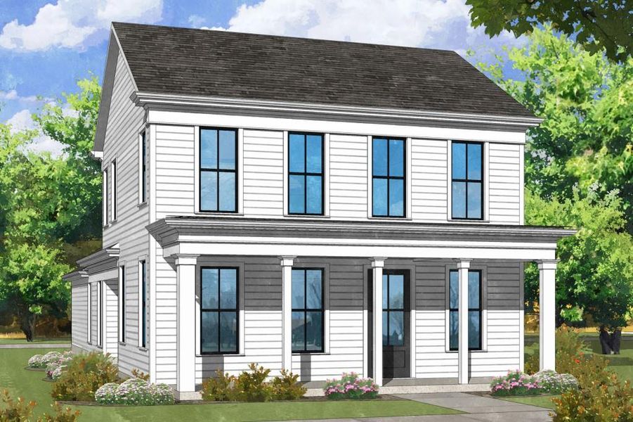 Front exterior of a new home in Harmony, Auburn, GA, highlighting curb appeal (Image 19). Front exterior of a new home in Harmony, Auburn, GA, highlighting curb appeal (Image 19).