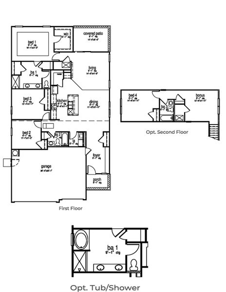 2D floor plan layout for the Lily by D.R. Horton in The Lakes at North Glynn, Brunswick, GA (Image 3).