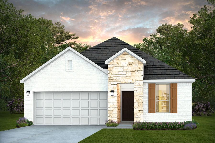 Representative exterior photo of a completed home built from the Fairweather by Pulte Homes in Bison Ridge, San Antonio, TX (Image 6). Representative exterior photo of a completed home built from the Fairweather by Pulte Homes in Bison Ridge, San Antonio, TX (Image 6).