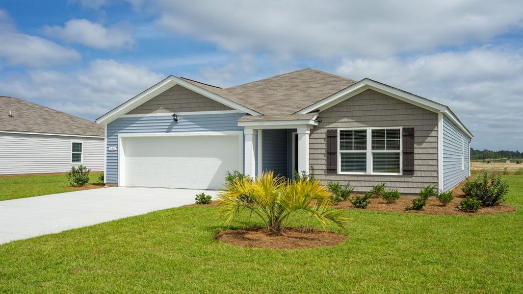 Representative exterior photo of a completed home built from the ARIA by D.R. Horton in Jordanville Farms, Galivants Ferry, SC (Image 19).