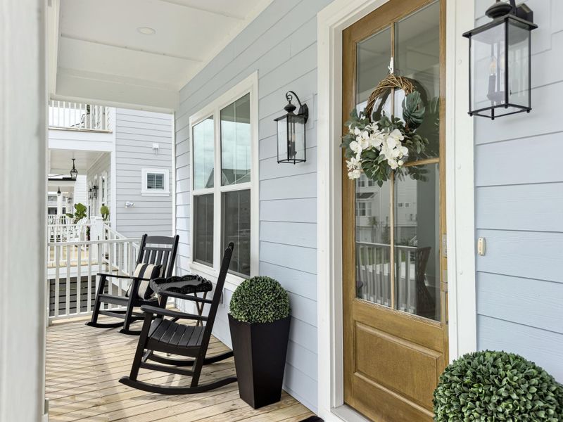 Exterior details and patio area of a home in Overlook at Copahee Sound, Awendaw (Image 28).