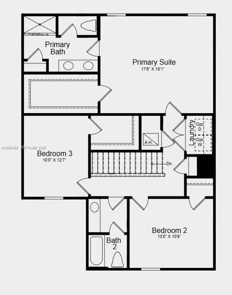 Second Floor Plan - additional Highlights Include: window blinds throughout the whole house, extended LVP flooring on the first floor, and all appliances included. Second Floor Plan - additional Highlights Include: window blinds throughout the whole house, extended LVP flooring on the first floor, and all appliances included.