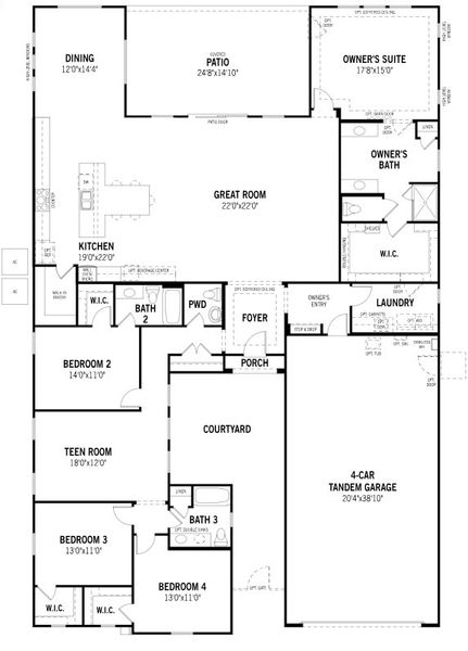 2D floor plan layout for the Mint by Mattamy Homes in Saguaro Reserve II, Marana, AZ (Image 5).