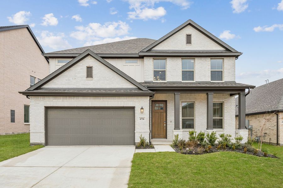 Representative exterior photo of a completed home built from the Majestic by Centre Living Homes in Painted Tree Woodland West, McKinney, TX (Image 2). Representative exterior photo of a completed home built from the Majestic by Centre Living Homes in Painted Tree Woodland West, McKinney, TX (Image 2).