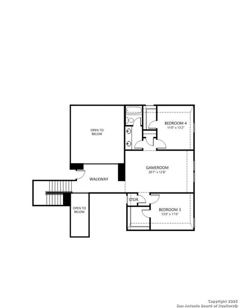 2D floor plan layout of this home in Haby Hill 60s, San Antonio, TX (Image 3).