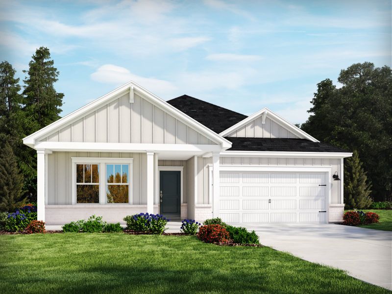 Representative exterior photo of a completed home built from the Chandler by Meritage Homes in Creekside Point, Little River, SC (Image 4). Representative exterior photo of a completed home built from the Chandler by Meritage Homes in Creekside Point, Little River, SC (Image 4).