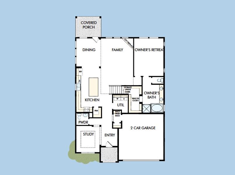 2D floor plan layout for the The Camellia by David Weekley Homes in Two Step Farm 50', Montgomery, TX (Image 4).