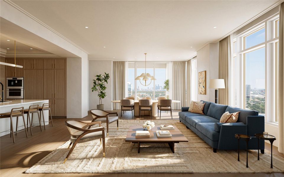 Welcome to The Ritz-Carlton Residences, Houston, where timeless design meets elevated luxury. Each residence features 8-inch straight plank white oak flooring, soaring 10-foot ceiling heights, and thoughtfully designed formal dining spaces complemented by stunning views. Welcome to The Ritz-Carlton Residences, Houston, where timeless design meets elevated luxury. Each residence features 8-inch straight plank white oak flooring, soaring 10-foot ceiling heights, and thoughtfully designed formal dining spaces complemented by stunning views.