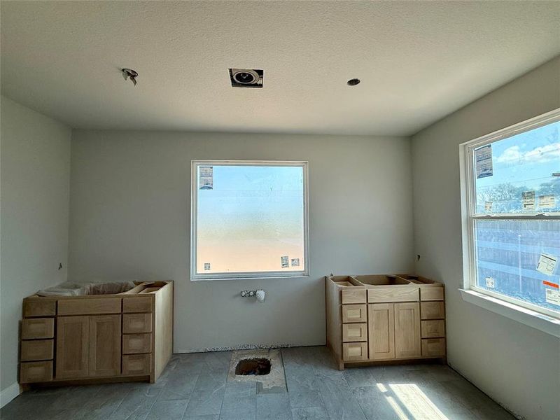 Bathroom with a textured ceiling Bathroom with a textured ceiling