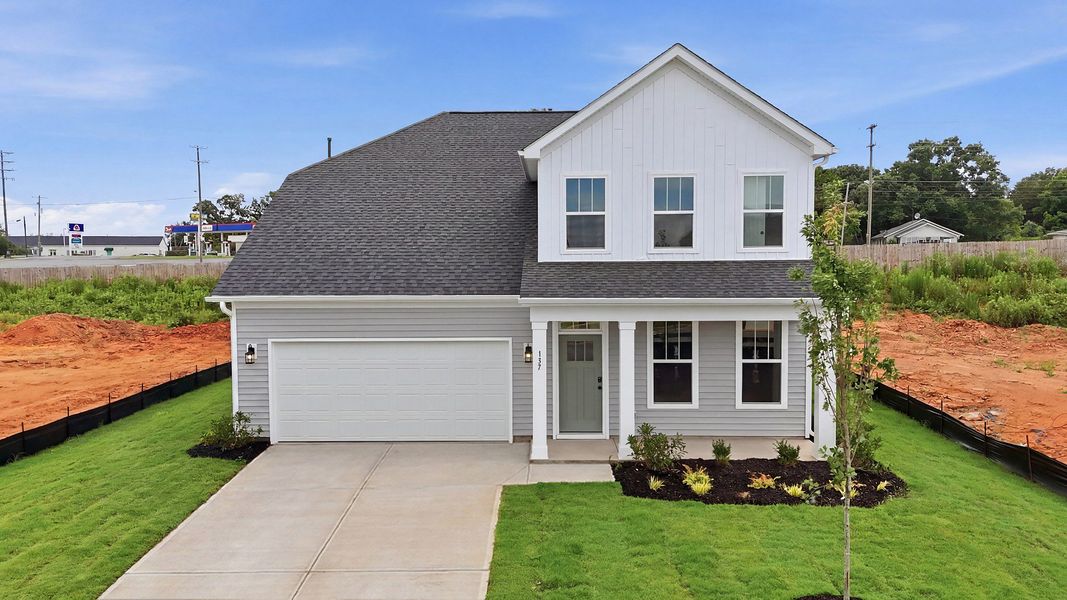 Elegant exterior with eye-catching curb appeal in a first-class DRB Homes community in Piedmont, SC Elegant exterior with eye-catching curb appeal in a first-class DRB Homes community in Piedmont, SC