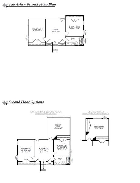 2D floor plan layout for the Aria by Eastwood Homes in Marble Tree, Ball Ground, GA (Image 4).