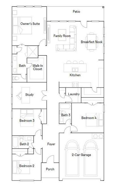2D floor plan layout of this home in The Highlands, Porter, TX (Image 3).