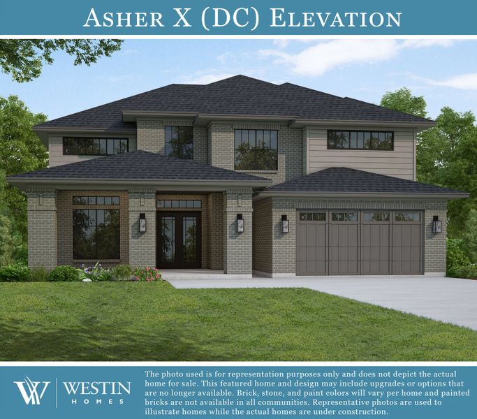Representative exterior photo of a completed home built from the The Asher X by Westin Homes in COLTON™ - 60', Todd Mission, TX (Image 21).