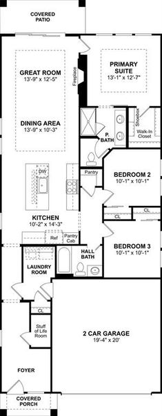 2D floor plan layout of this home in Heritage Ranch, Sherman, TX (Image 2).
