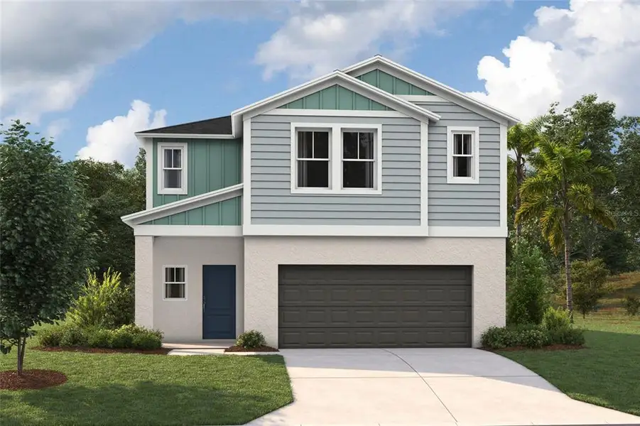 Front exterior of a new home in Wynnstone, Davenport, FL, highlighting curb appeal (Image 1). Front exterior of a new home in Wynnstone, Davenport, FL, highlighting curb appeal (Image 1).