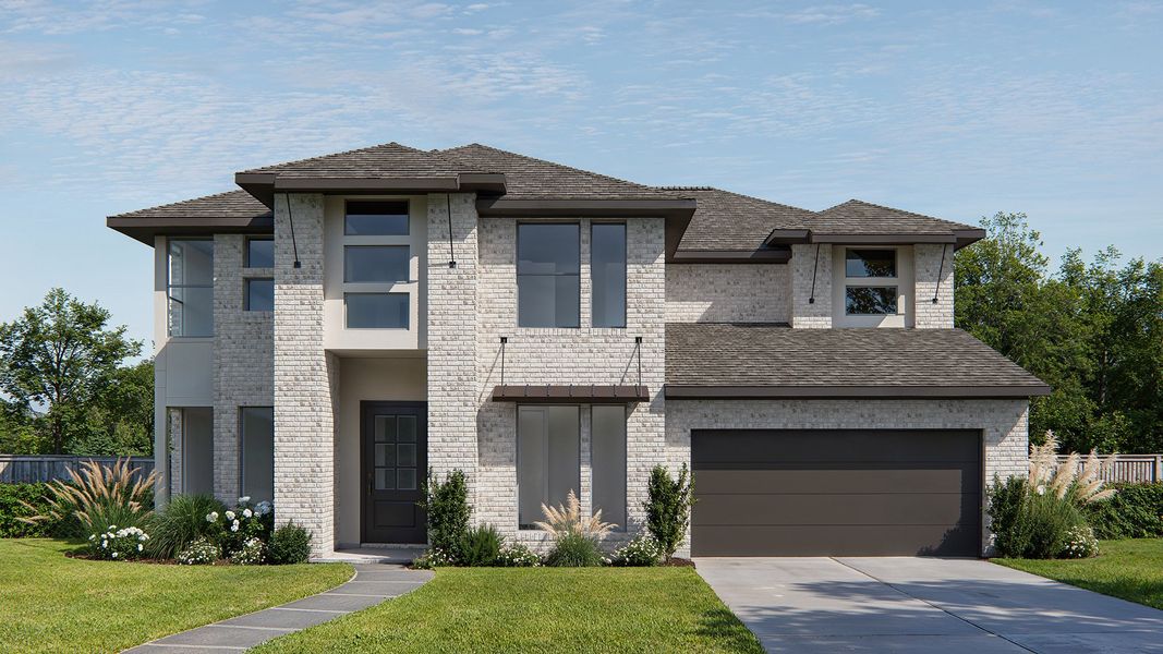 Representative exterior photo of a completed home built from the 3593P by Perry Homes in Audubon, Pinehurst, TX (Image 7).