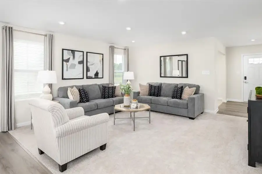 Representative furnished interior of a home built from the Quick Move-In Hazel by Ryan Homes in Ellison, Spartanburg (Image 9). Representative furnished interior of a home built from the Quick Move-In Hazel by Ryan Homes in Ellison, Spartanburg (Image 9).