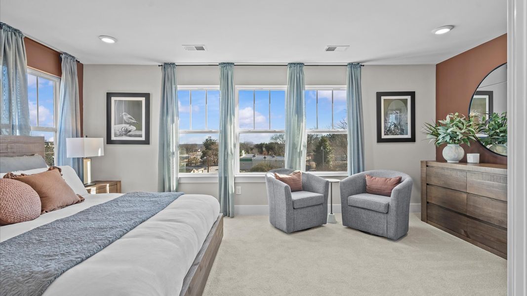 Eye-catching details and elegant finishes in the vibrant primary suite of this select home located in Greenville, SC
