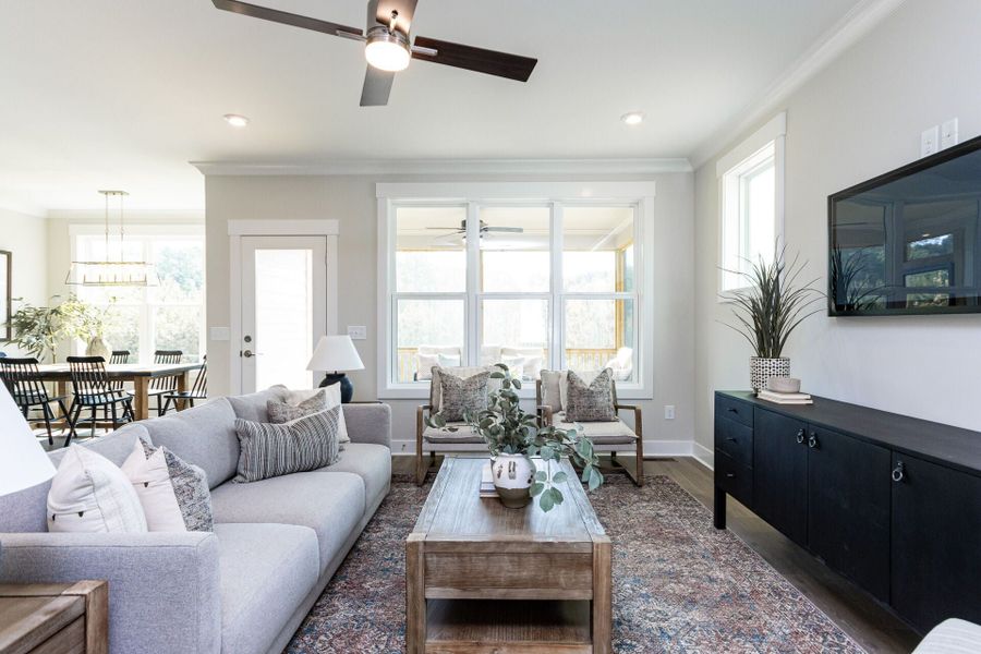 Representative furnished interior of a home built from the Fairfield Craftsman by Homes by Dickerson in The View, Durham (Image 9).