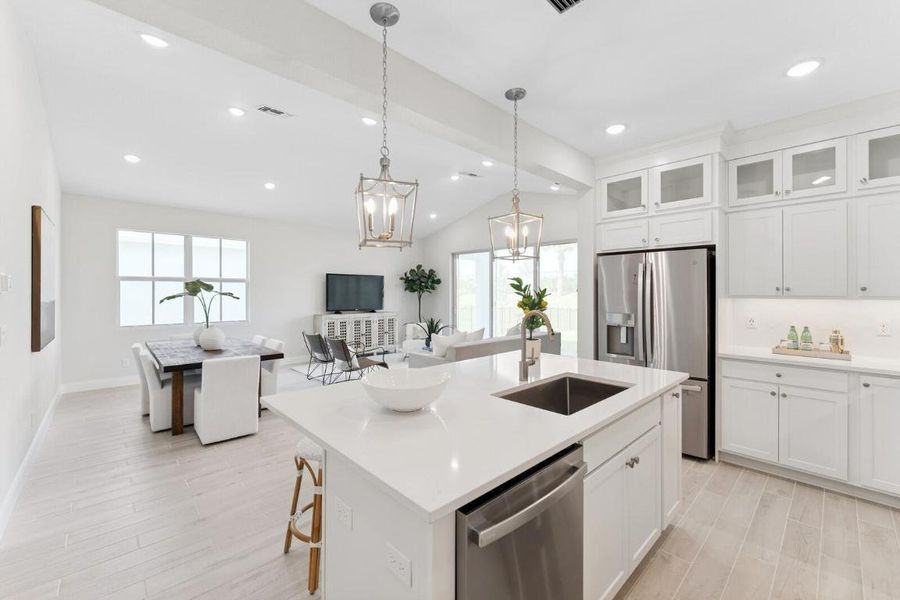 Kitchen, Dining Area & Great Room